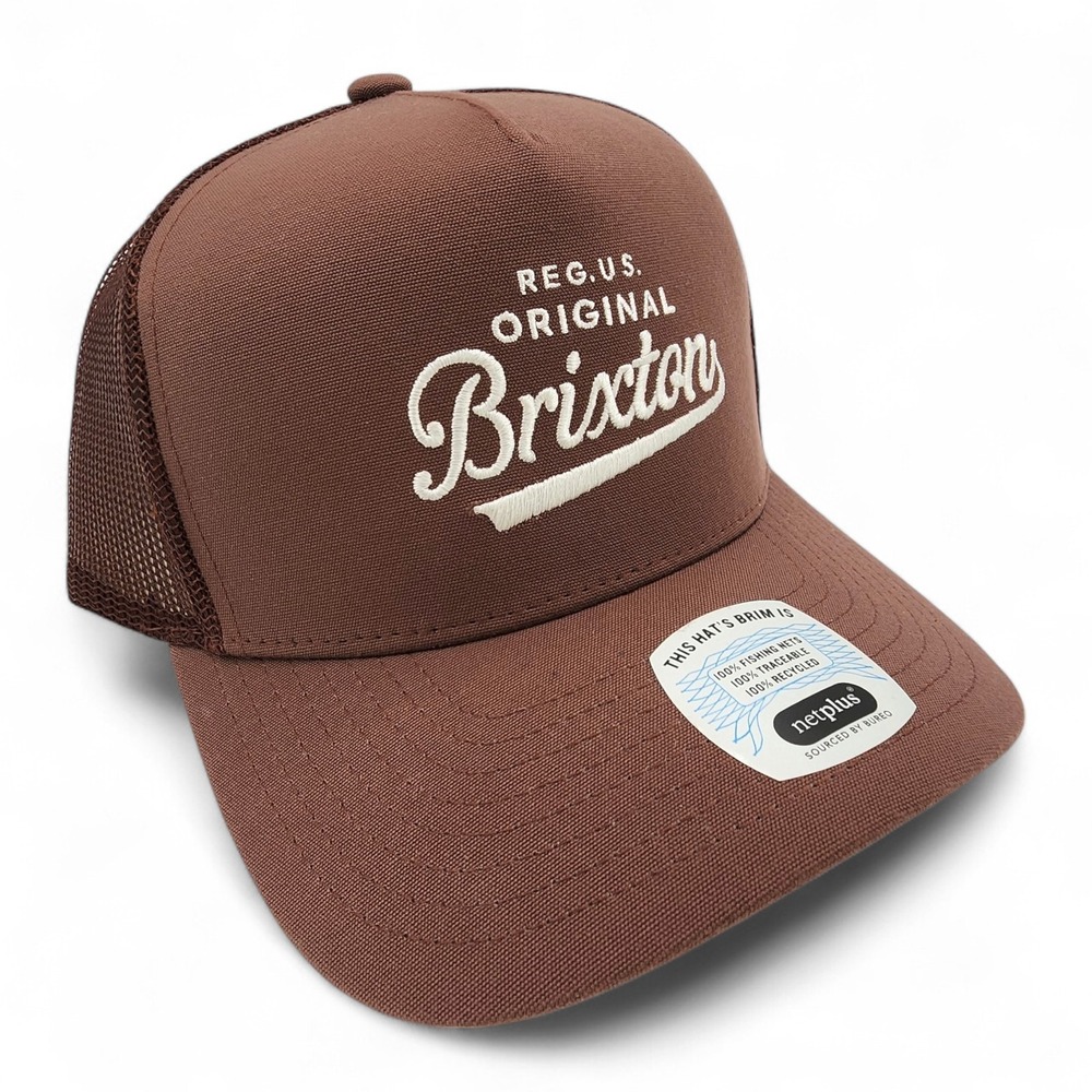 Brixton Original Mesh Back Trucker Hat Maroon Brown Adjustable Snapback Cap‎ NEW